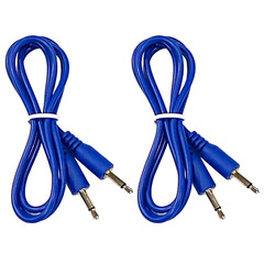 (2) Pack of Blue 3.5mm MONO TS Cables for Eurorack Modular Synth Synthesizers