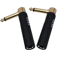 CESS-190 Guitar Plug Adapter Right Angle 1/4 TS Female to Male Mono 2 Pack