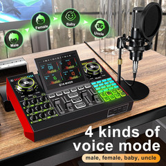 Podcast Equipment Bundle with Live Sound Card Audio Mixer, 3.5Mm Condenser Micro