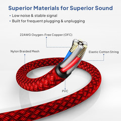 1/4 Inch TRS Instrument Cable 10Ft 2-Pack,Straight 6.35Mm Male Jack Stereo Audio