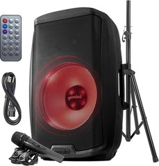 Gemini AS-2115BT-LT-PK 15” Powered PA Speaker, 2,000 Watt, Dynamic Woofer LED…