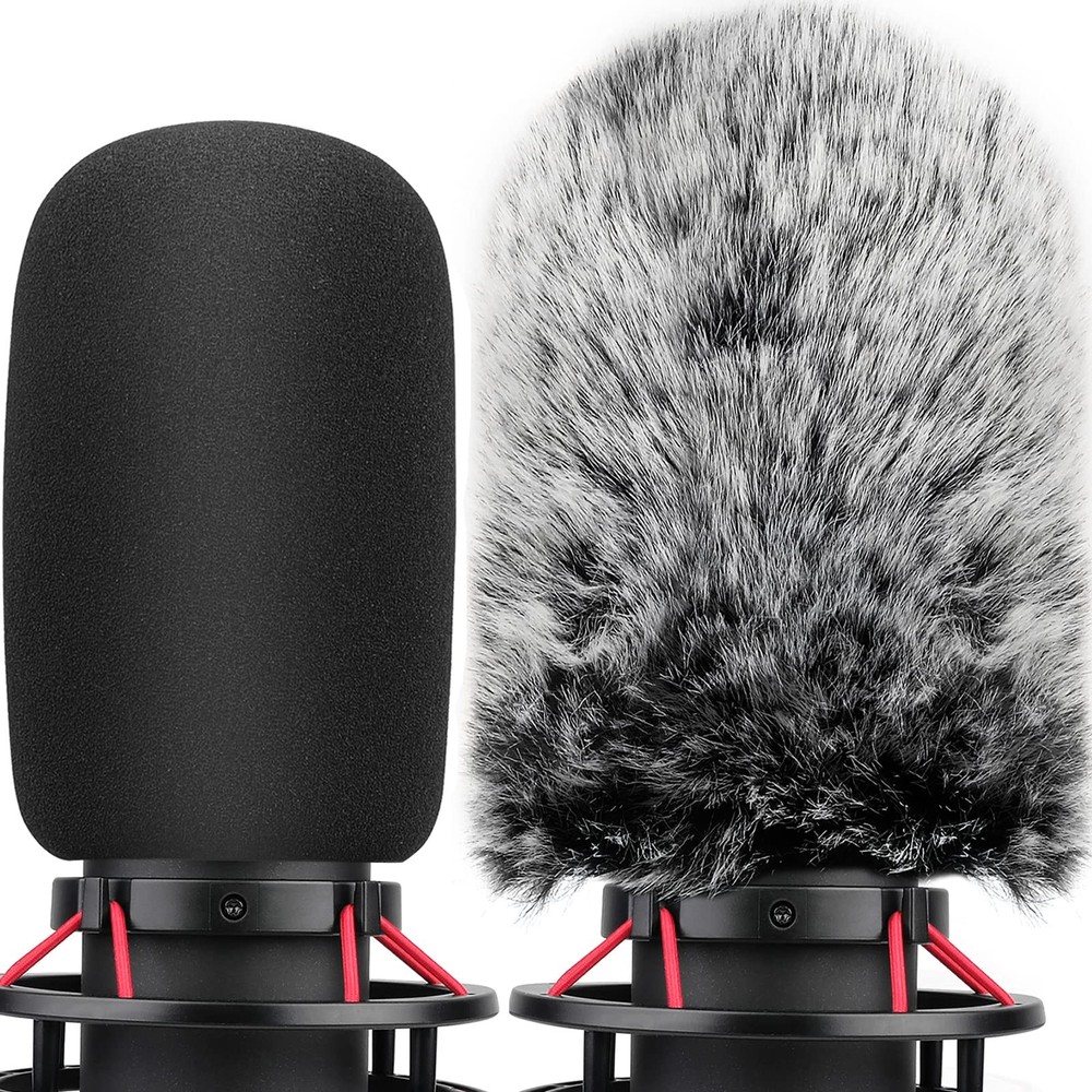 Pop Filter for Hyperx Quadcast s, Mic Foam Cover+Furry Cover Hyper X