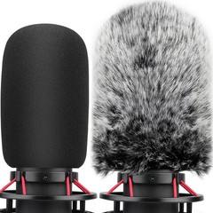 Pop Filter for Hyperx Quadcast s, Mic Foam Cover+Furry Cover Hyper X
