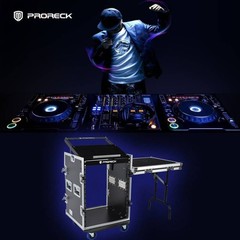 PRORECK 14UT Slant Mixer Rack Case with Side Table 20″ Deep Road Flight Box