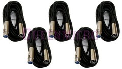5 x 15ft XLR Pro Audio 3Pin Male Female Microphone Mic Extension Shielded Cable