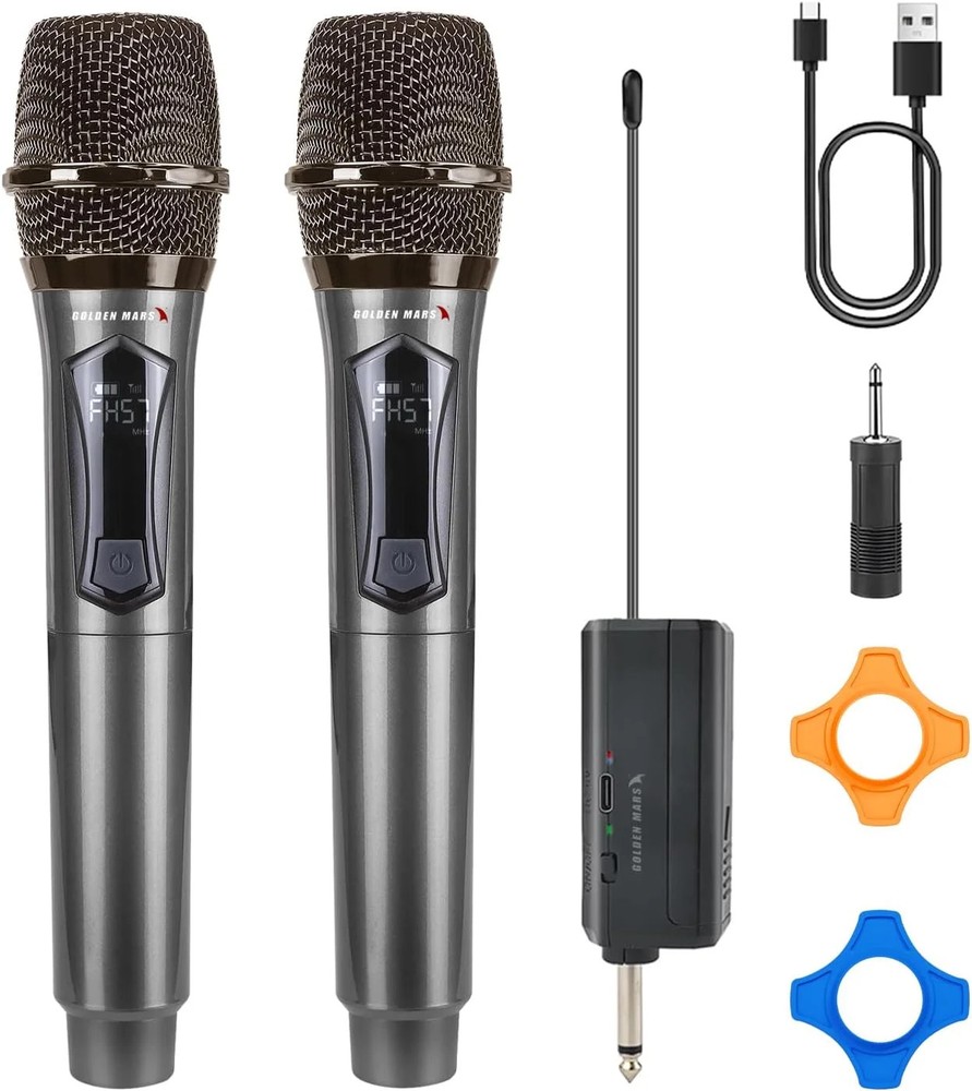 Wireless Microphones – Upgraded 2.4GHz Plug-and-Play Mics, Rechargeable 500FT Lo
