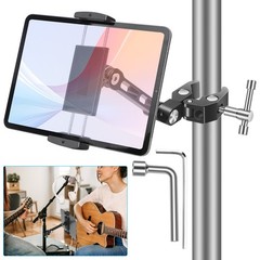Mic Stand Tablet Holder Mount for 4.7–12.9″ iPad iPhone Aluminum Adjustable