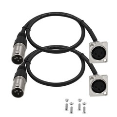 Jozzai D Type XLR Cable 1.6FT, 2 Pack, Pass Through Connector, 1.6 FT, Black