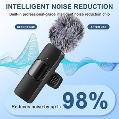 Wireless Microphone 3 in 1 Mini Mic for iPhone/Android, LED Display Lavalier Mic