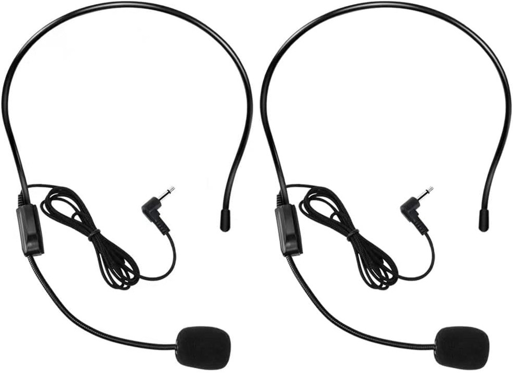VOVIGGOL 2Pcs Microphone Headset Mic, Flexible Wired Boom for Voice Amplifier, 3