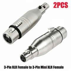 2Pcs 3 Pin XLR Female to Mini XLR Female Mic Adapter Audio