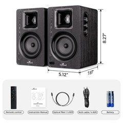 Larksound Active Bookshelf Speakers For Turntable Powered Pc Tv Audio Aluminum