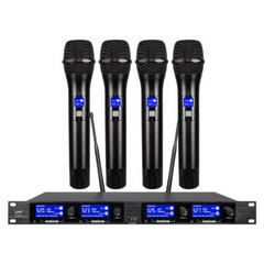 Wireless Microphone System Pro Audio 4 Channel UHF 4 Handheld Metal Dynamic KTV