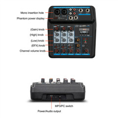 4 Chanel Mini Audio Mixer Bluetooth NEWB Sound Mixing Console Amplifier Studio