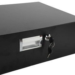 3U Pro Rack Case 19″ Steel Plate DJ Drawer Equipment Cabinet w/Key Black
