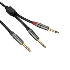 1/4 TRS Stereo Male to Dual 1/4 TS Male Stereo Breakout Splitter Y Cable