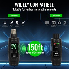 UHF Wireless Microphone System,Transmitter and Receiver XLR Adapter for Dynam…