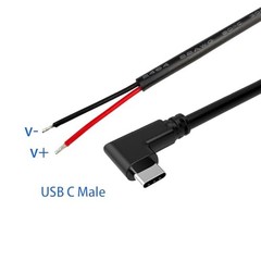 Pcs 2CM 22AWG Right Angle USB Type-C 2 Core 25cm USB Type-C Male Right Angle 5