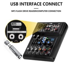 NG-3 4 Channel DJ Audio Mixer, 48v Phantom, 99 Effects, USB, Bluetooth MP3