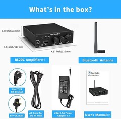 Fosi Audio BL20C Bluetooth 5.0 Stereo Audio Receiver Amplifier 320 Watts 2.1 CH