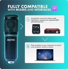 Movo PodPak4T 4-Pack Universal XLR Podcast Microphone Bundle- Includes 4Cardioid