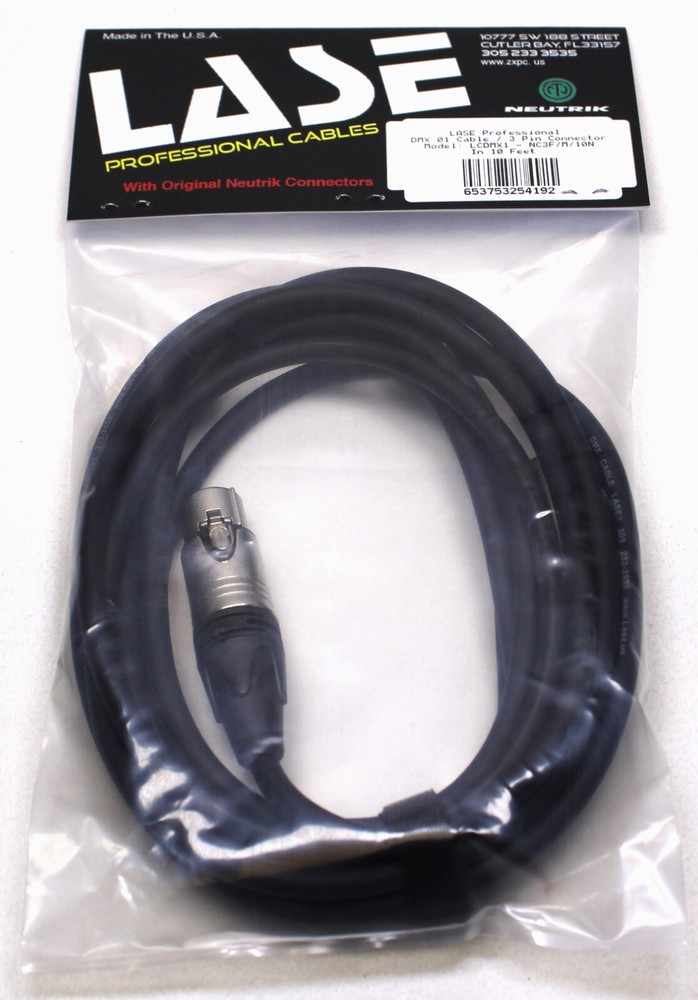 LASE 10 Ft DMX Lighting Cable W/ NEUTRIK NC3MXX 3-Pin XLR Male to NC3FXXX Female