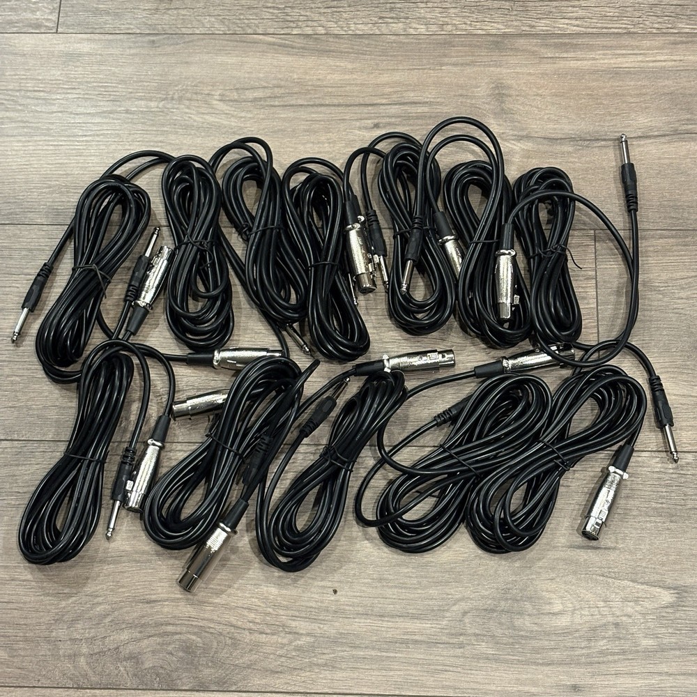 12 Lot PACK bundle 10 Ft XLR 3pin Female to 1/4″ Mono Microphone Cable mic cord