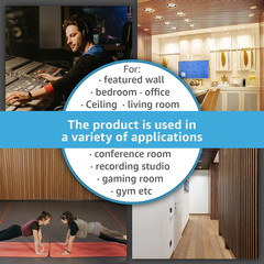 4-Piece Wood Slat Acoustic Panels for Stylish Decor and Noise Reduction, 3D Text