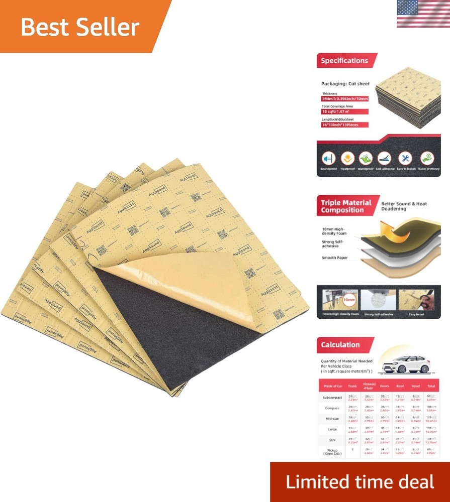 10mm Closed Cell Foam Sound Deadening Mat – 18sqft Heat Insulation for Vehicles