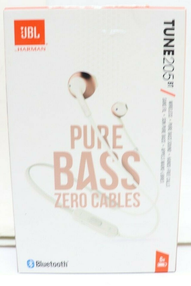 NEW JBL Tune205BT In Ear Wireless Headphones w/One-Button Remote/Mic Rose Gold