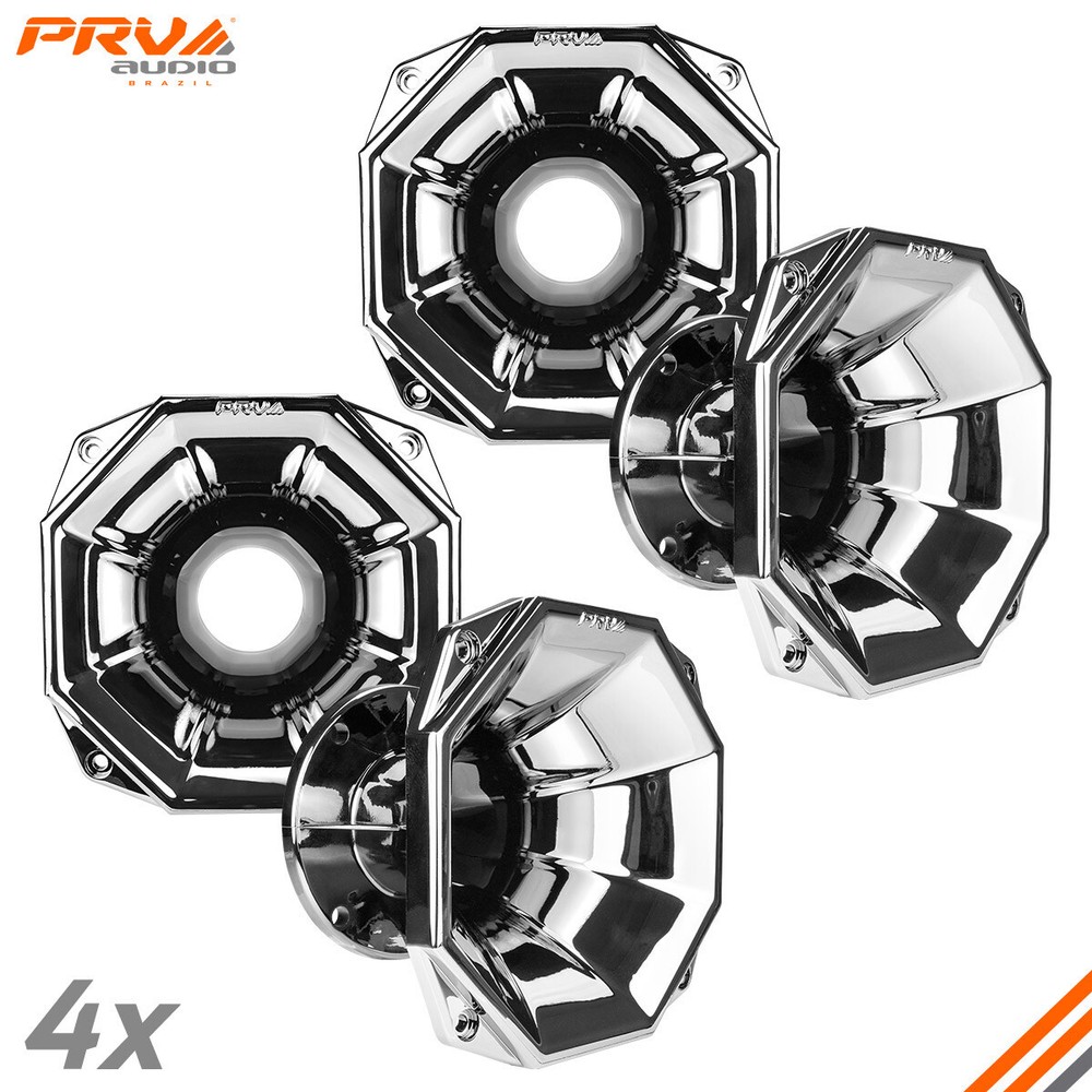 4x PRV Horn WGP14-50X Chrome 2” Exit 4 Bolt Compact Waveguide for 2 Inch Driver