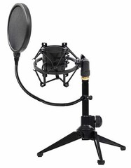 Rockville Adjustable Podcast Podcasting Tripod Mic Stand+Shockmount+Pop Filter