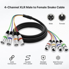 EBXYA 6ft 4 Channel XLR Snake Cables, 4 Colored XLR Microphone Cables, Record…