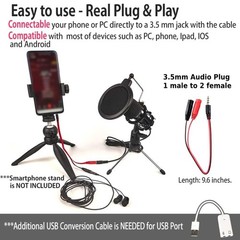 USB Microphone Mini Condenser 3.5mm Plug for PC & Mobile – High Sensitivity 58dB