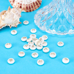 24pcs 12 Constellation Shell Beads 8mm Natural Freshwater Shell Zodiac Sign Flat
