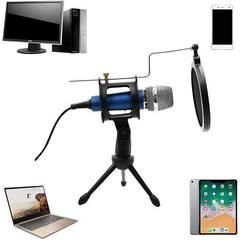 Condenser Recording Microphone 3.5mm Plug & Play for Mac PC Android Gaming Blue
