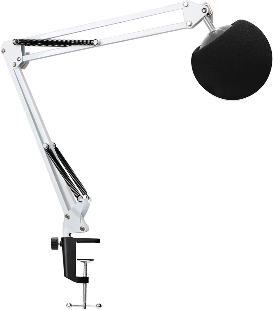 Mic Stand with Pop Filter – Microphone Boom Arm Stand with Foam Cover Windscreen
