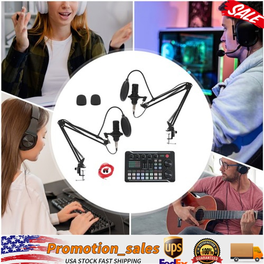 Condenser Microphone Pro Audio Mixer Podcast Equipment F998 Max Sound Card+BM800