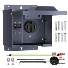 50 Amp RV Power Outlet Box with Breaker, Weatherproof 50 Amp with Breaker
