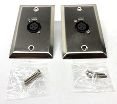 (2) Two XLR Single Wall Plates – 1 Female 3 Pin Stainless Steel