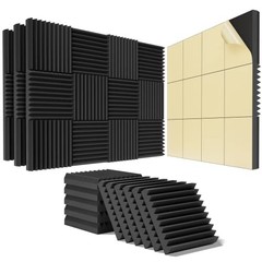 48 Pack Sound Proof Foam Panels for Walls,2″ 2 Inch 48 Pack Self Adhesive Black