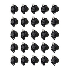 25pcs XLR 3Pin Female Panel Mount Chassis, Fine Black Nickel Plated Housing