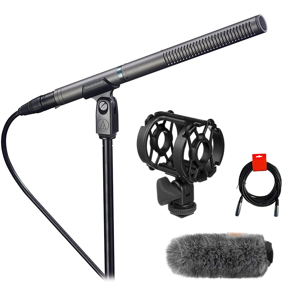 Audio-Technica AT897 Condenser Microphone w/ Shockmount, Windbuster, & XLR Cable