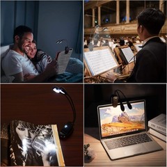 Music Stand Light, 1/2/4/10 Pack Clip on LED Book Lights, USB 1 Pack, Black