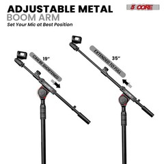 5 Core Microphone Stand 2Pc Floor Adjustable w Telescoping Metal Boom Arm
