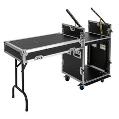 12U PA DJ Rack / Road Case Slant Mixer Top Rack with DJ Table Tops 661 lbs Load