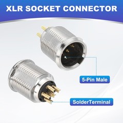 4PCS Mini XLR Connector, 5 Pin Male Mini XLR Socket Connector, Silver