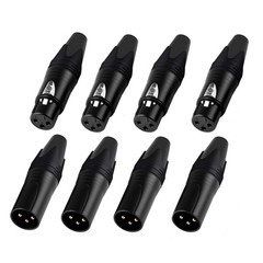 Rannsgeer 3 Pin XLR Connector Male & Female Plug for DIY (4 Pair)