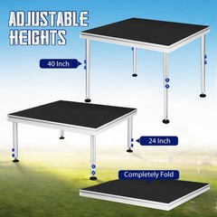 4 *4 ft Portable Stage Platform Modular System Height Adjustable Riser 24″ – 40″