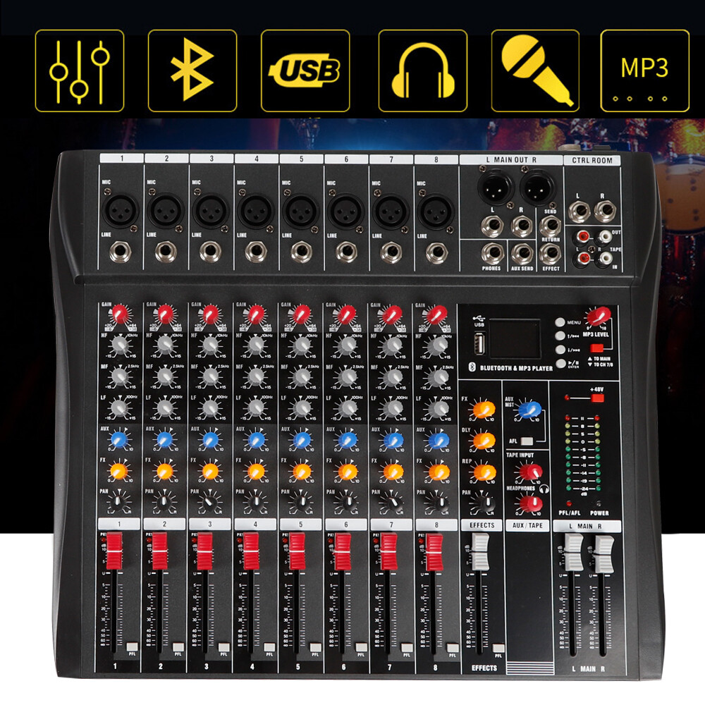 8/12/16 Channel USB Bluetooth Live Studio Audio Mixer Mixing Console Sound Pro
